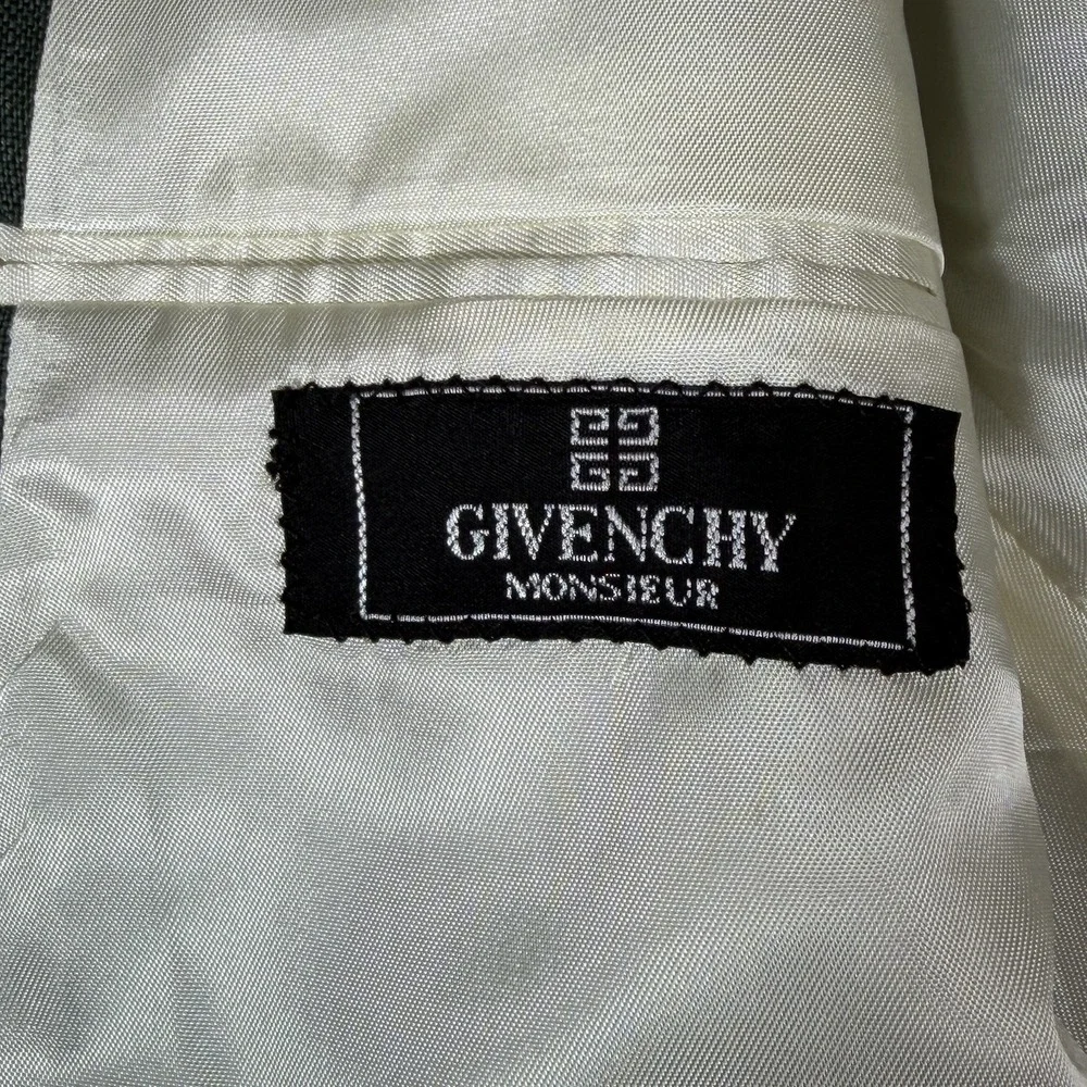 Vintage Givenchy Monsieur Sport Coat Nubby Summer Linen Men's 48 L Solid Green